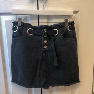 Black cut off jean skirt